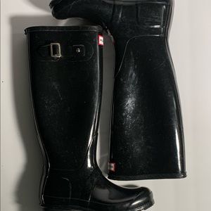 Hunter Rain Boots Original Tall Glossy Black Women’s Size 6 US Excellent